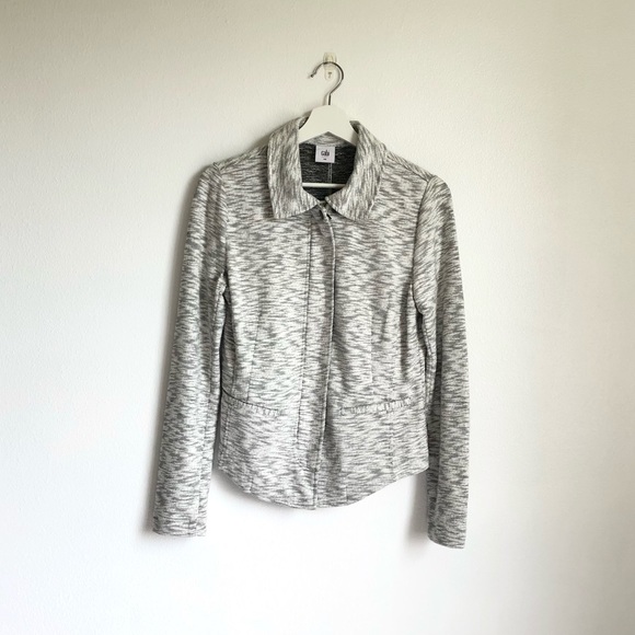 Cabi Neo Gray / White Heathered Knit Moto Jacket | Style #5102 Size Small - Picture 1 of 11